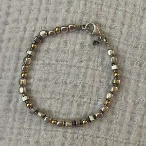 Silpada Sterling Silver Gold Filled Geometric Bead Bracelet B1213 7.5 inch
